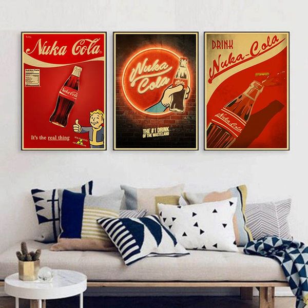 

nuka cola fallout 2345 vintage paper poster wall painting home decoration 42x30 cm 30x21 cm