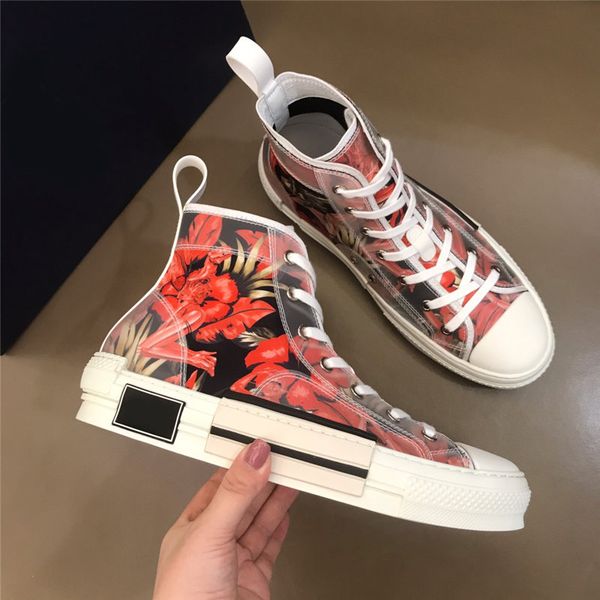 

2020 new canvas b23 casual shoes obliques leather 19ss flowers sneakers oblique high low womens and men fashion shoes technical shoes, Black