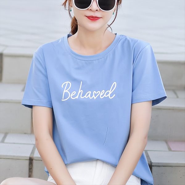 

2020t sleeved t-shirt nv duan xiu nv duan xiu versatile loose slim t-shirt round neckline women's clothing, White