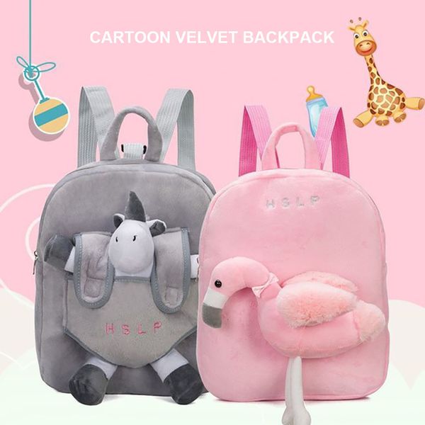 

anti-lost cartoon animal backpack for girls boys velvet cute kindergarden children's bags travel mini backpack