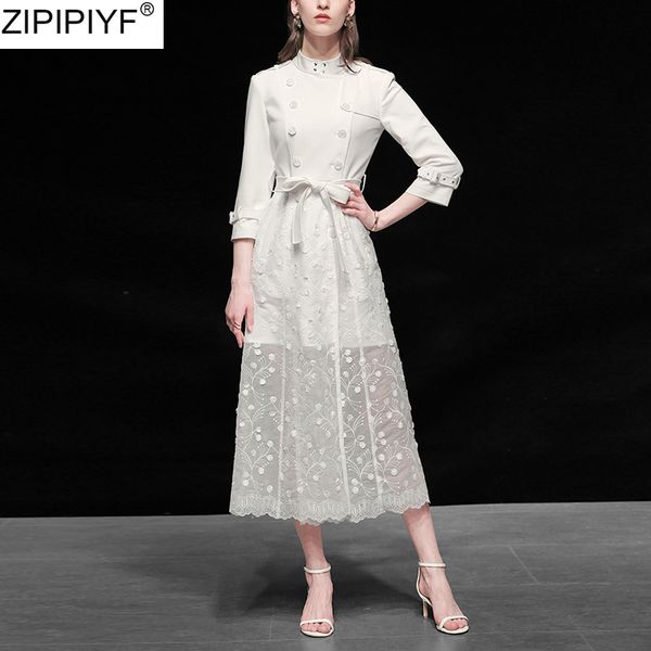 

сетка кружева пэчворк ветровка для женщин стенд воротник 3/4 рукав зашнуровать тренч пальто женская мода 2020 весна негабаритных, Tan;black