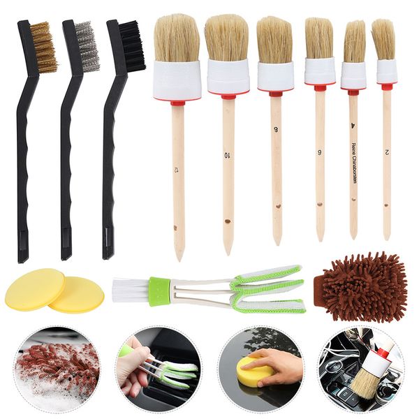 

13 pcs auto brush set for cleaning car motorcycle cleaning wheels dashboard interior exterior air vents soft bristle brushes