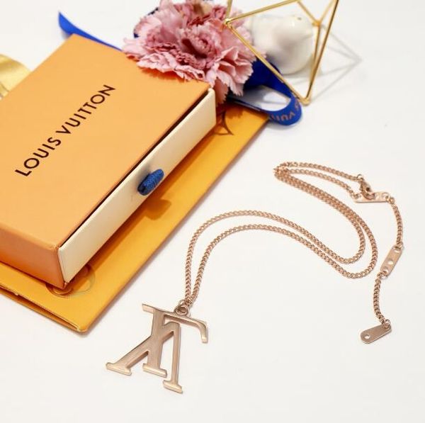 

De igner new choker necklace jewelry 316l titanium teel 18k ro e gold plated necklace ilver necklace pendant for women gift large ize