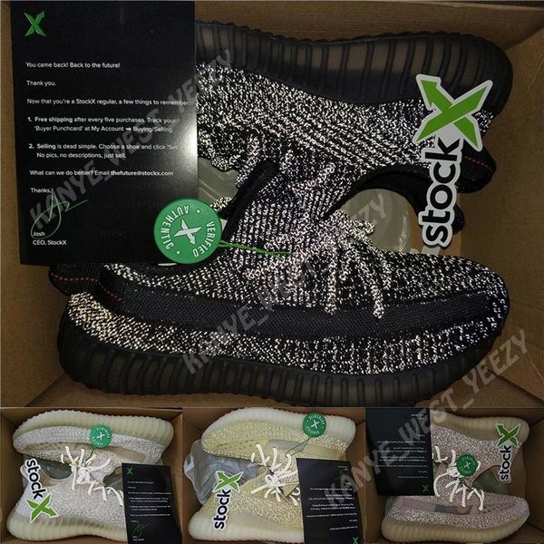 

2019 true form hyperspace static butter 3m reflective mens running shoes kanye west blue tint bred women trainers sport sneakers size 36-48