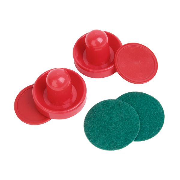 

light weight air hockey red replacement pucks & slider pushers goalies for game tables, equipment, accessories (2 pusher, 2 puck pack