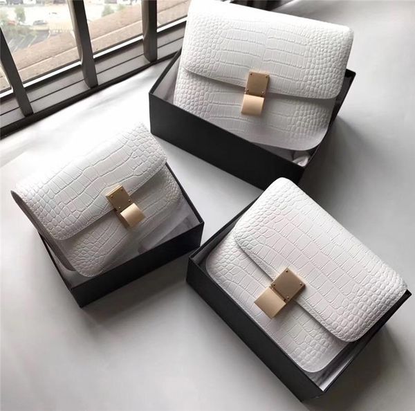 

2020 new tofu bag crocodile grain leather shoulder messenger small square bag leather female tide