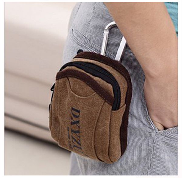 

canvas waist bag men women mini bum phone pouch casual design small waist pack fashion hook fanny bag c164