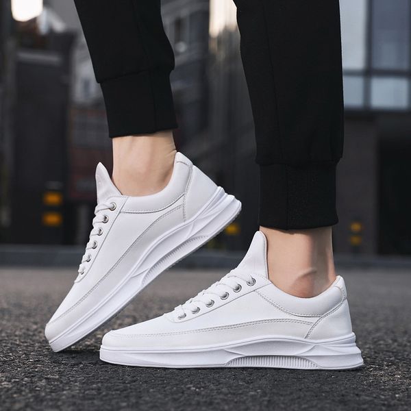 

men's shoes autumn 2019 new style simple solid color white shoes student's casual versatile board korean-style fashi, Black