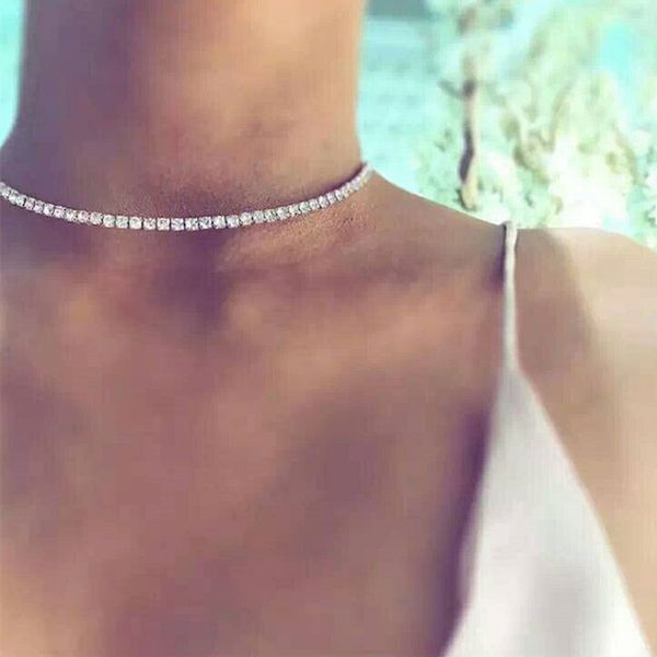 

sumeng fashion jewelry accessories luxury rhinestone choker necklace for women temperament collar mujer necklace birthday gifts, Silver