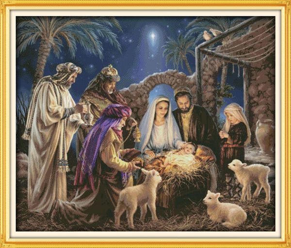 2019 The Birth Of Baby Jesus Home Decor Painting Handmade Cross