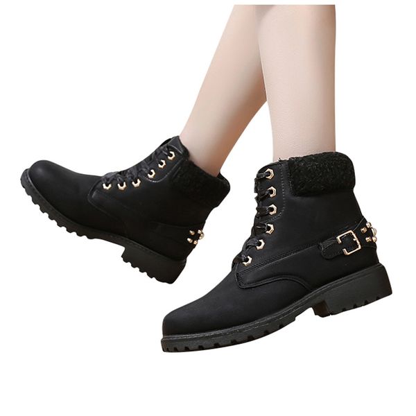 

women's booties size 36-43 black boots ladies high heels buckle shoes thick heel shoes boots women's casual shoes#15