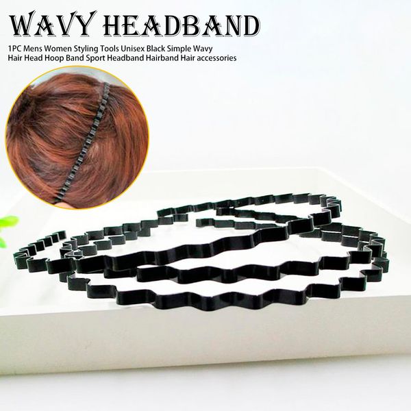 Mens Women Styling Tools Unisex Black Simple Wavy Hair Head Hoop