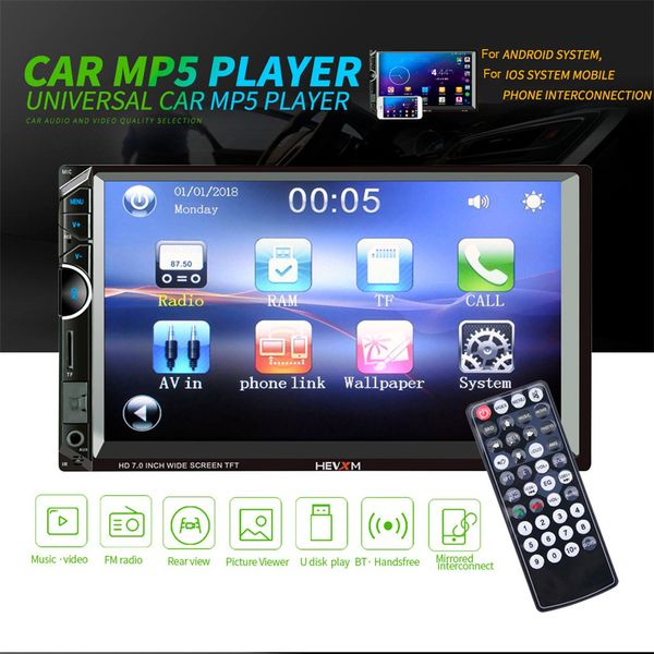 

hevxm he-888 7 inch hd car bt mp5 player mp3 fm one machine for for android