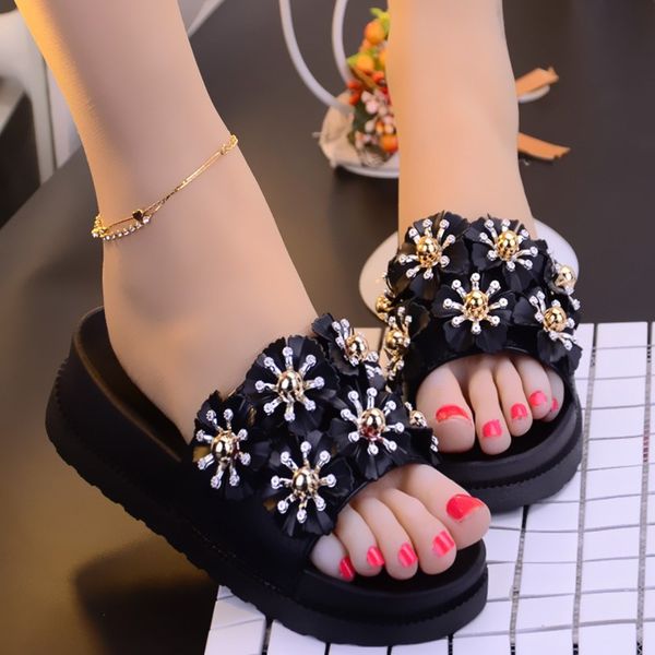

classics fashion leisure slides women outside low flat with slippers summer slip-on casual ladies shoes, Black