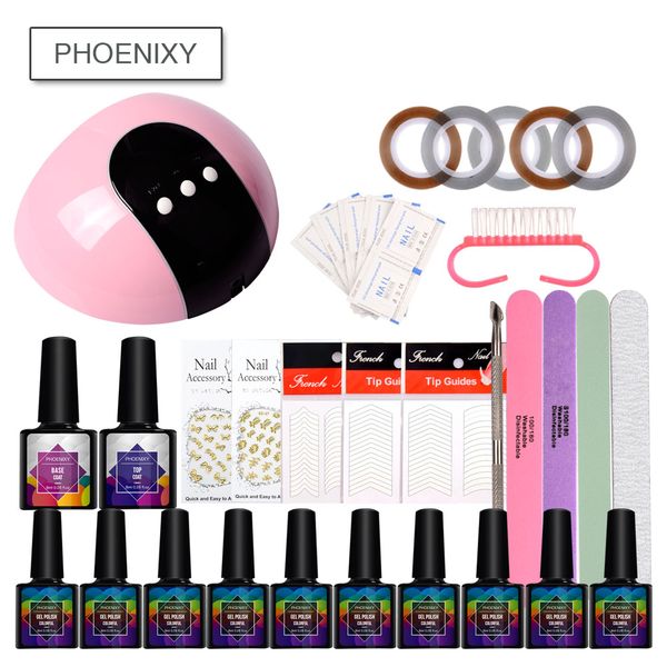 

manicure set 24w uv lamp for nail 8ml uv gel nail polish set semi permanent gel varnish for nail art set tools