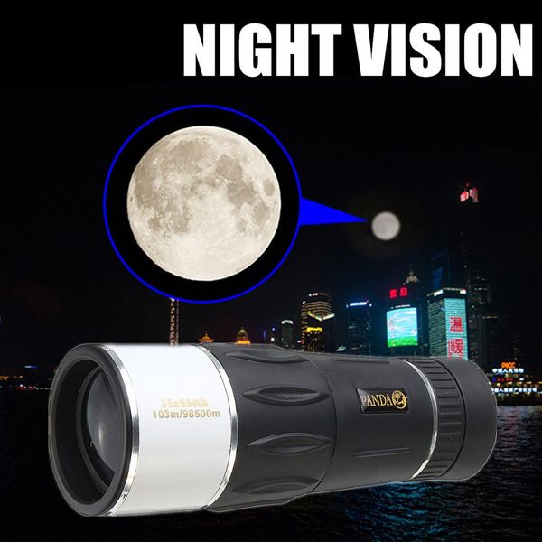 

35x95 wa night vision monocular telescope hd scope adjustable wide angle hunting black+white black high light transmittance