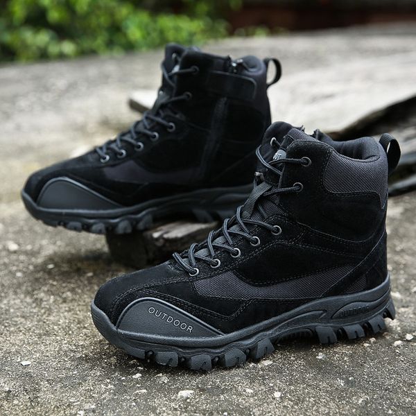 

breathable fashion boots senior suede waterproof antiskid rubber sole lace-up sneakers mens boots, Black
