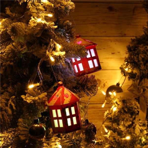 

christmas ornament led glowing house christmas tree hanging decoration printed small house festive party supplies