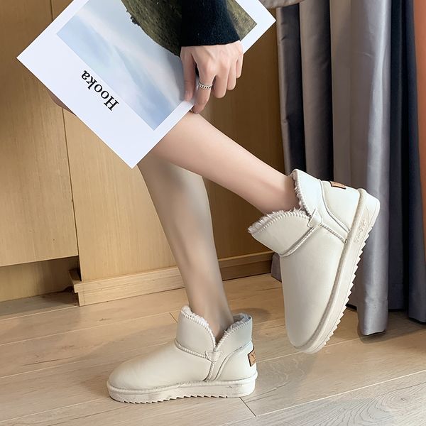 

2019 winter snow boots water proof short booties ladies black shiny women keep warm plus velvet boots women non slip u11-05