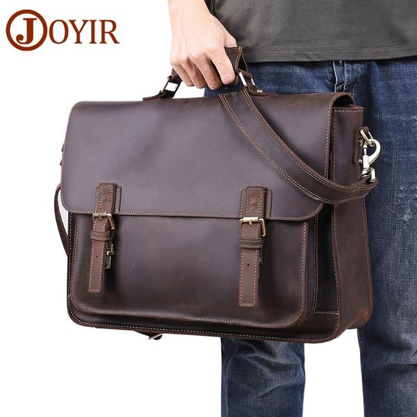 

genuine leather men's briefcase crazy horse genuine leather messenger male 17inch lapbag men business travel bag