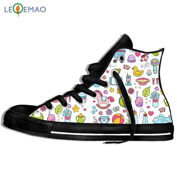 

men's walking canvas boots shoes breathable cartoon cute baby bottle pattern's men's flats light sport shoes classic sneakers