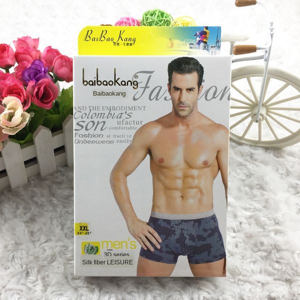 

3d men's camouflage printed boxer underwear men's large size underwear and shorts boxed bamboo fiber boxer shorts, Black;white