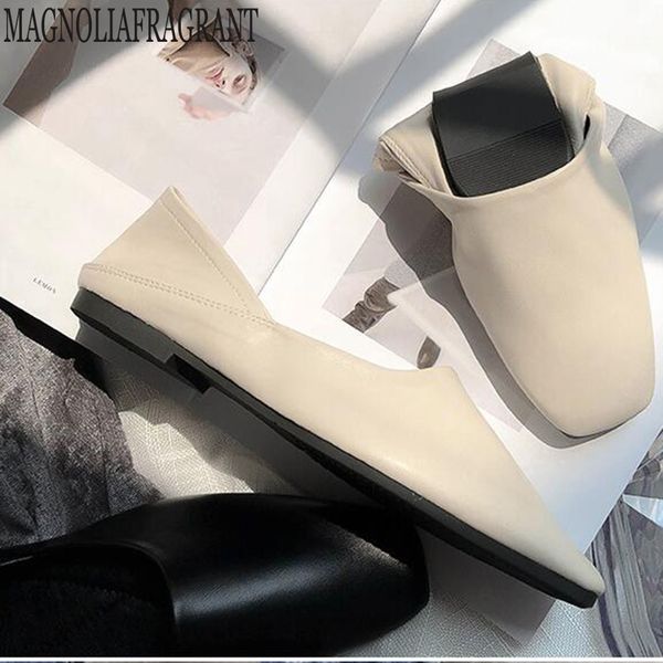

new flat with outside casual summer and autumn square head flat shoes female shallow mouth loafers women zapatos de mujer hy16, Black