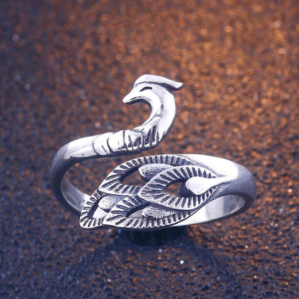 

real 925 sterling silver vintage peacock rings for women creative design birthday present finger rings girls party jewelry, Slivery;golden