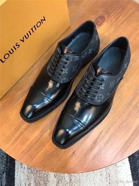 

19mm 2020 new fashion designers luxury men formal leather shoes men dress shoe pointed oxfords shoes loafers driving shoes yetc0, Black