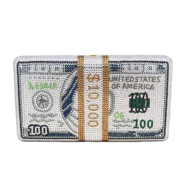 

Уникальный дизайн $ 100 долларов Деньги Дамы сцепления моды Luxury Алмазный мешок вечера 2019 женщин Званый ужин сумки Кристалл
