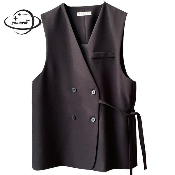 

womens vests coats spring autumn female waistcoats clothing v-neck single breasted loose soft ladies outerwear clothes h70, Black;white