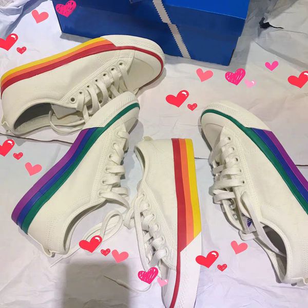 

2019 originals pride nizza clover casual shoes rainbow mandarin duck women mens lover sneakers fashion luxury skate des chaussures schuhe, White;red