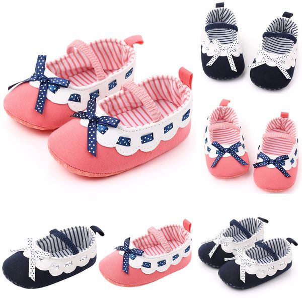 

2019 fashion baby shoe anti-slip patchwork soft bow newborn shoes for girls boys slip-on first walkers breath comfort baby shoes
