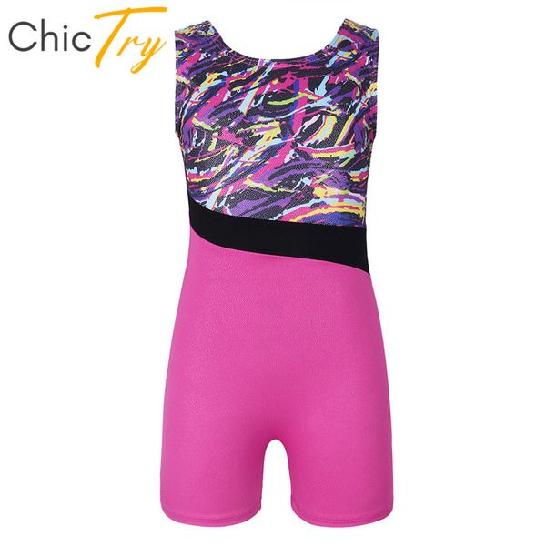 

chictry kids glitter splice ballet leotard girls professional gymnastics leotard sports bodysuit children stage dance costume, Black;red