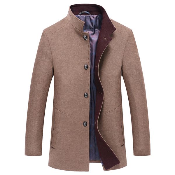 

yffushi 2018 new 4 colors mens overcoat wool long length stand collar wool coat men slim fit fashion casual style, Black
