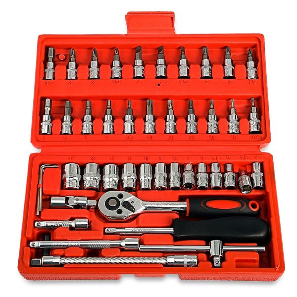 

46pc automobile motorcycle car repair tool et preci ion ratchet wrench leeve univer al joint hardware tool kit auto tool box