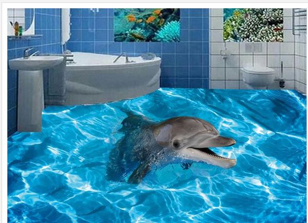 

3d floor painting wallpaper waterproof wallpaper for bathroom wall