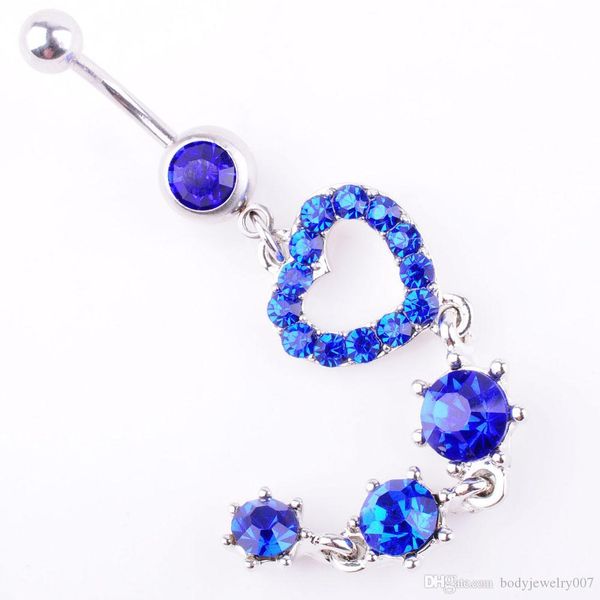 

d0530-1 ( 3 colors ) body jewelry nice style navel belly ring 10 pcs mix colors stone drop shipping factory price, Silver