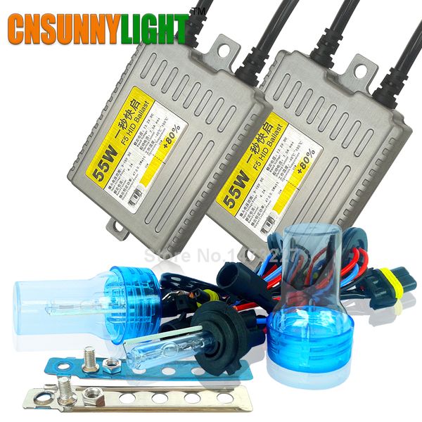 

cnsunnylight xenon bulb kit for cars 12v 55w hid conversion slim ballast fast bright headlight fog light h1 h3 h7 h8 h11 9005