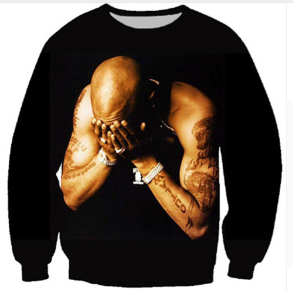 

новая мода толстовка толстовки мужчины женщины 3d печати рэпер тупак 2pac горячая стиль смешные 3d уличная одежда рукав спортивный костюм пу, Black