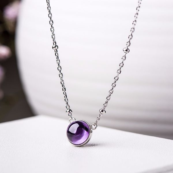 

real amethyst pendant necklace for women simple & fashion luxury real 925 sterling silver necklace fine jewelry 2018