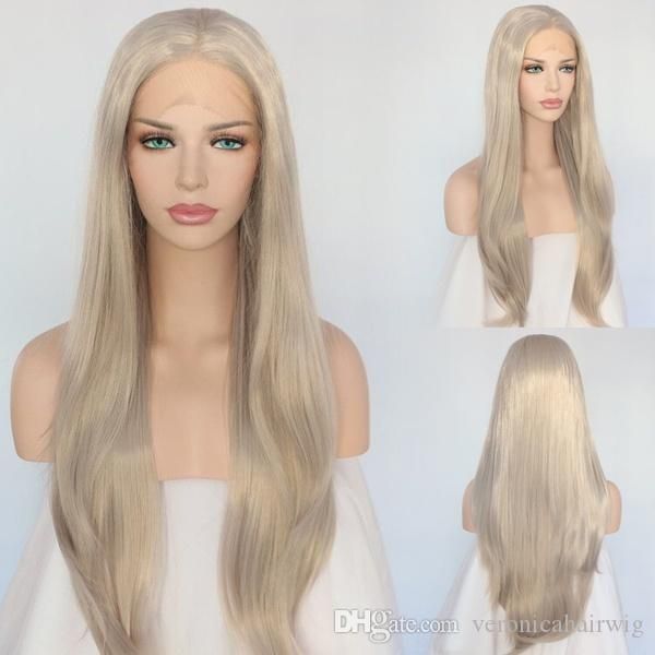 Natural Looking Platinum Blonde Long Straight Synthetic Lace Front