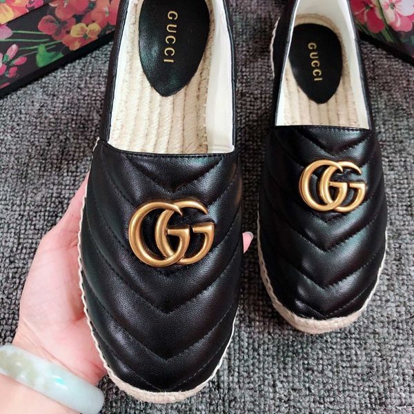 

Women 039 ca ual hoe female fa hion neaker leather loafer hoe woman traw plait thick fi herman hoe with box a1, Black