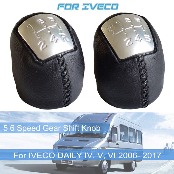 

black leather gear shift knob manual 5/6 speed car stick gear lever shifter fit for iveco daily iv v vi 2006 2007 2008 2009-2017