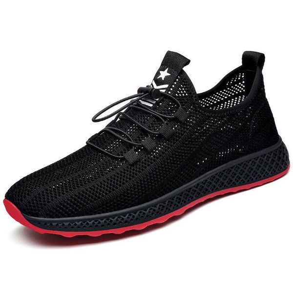 

autumn new mesh men's casual shoes korean version of shallow mouth a pedal solid color casual men's shoes, Black