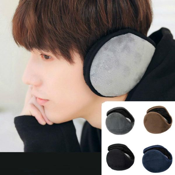 

1pcs fashion solid winter earmuffs soft thicken plush ear cover protector ear muff warmer earflap for men, Blue;gray