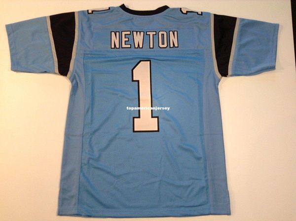 

retro custom sewn stitched #1 cam newton blue mitchell & ness jersey s-5xl,6xl men's football jerseys rugby, Black;blue