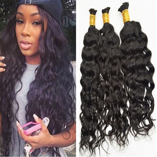 

water wave hair bulk 9a unprocessed human hair bulk for braiding 16-28inch natural color ing, Black