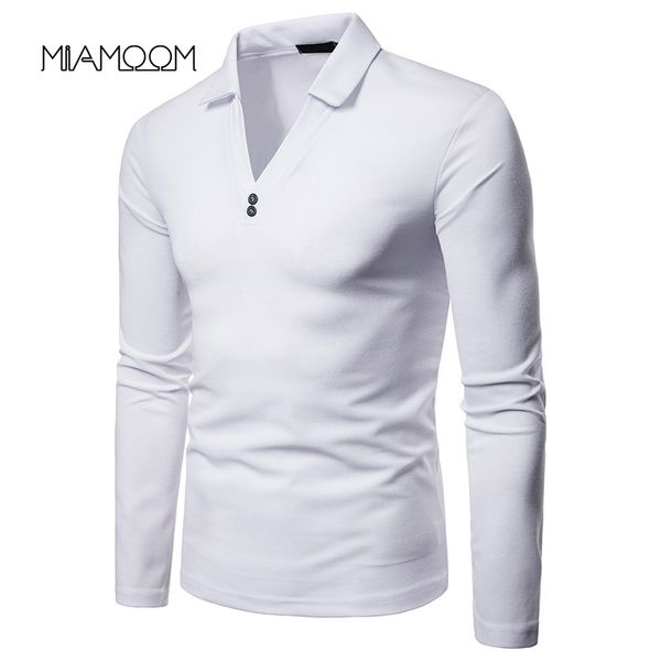 

miamoom shirt men's plus-size v-neck design lapel long-sleeved, White;black