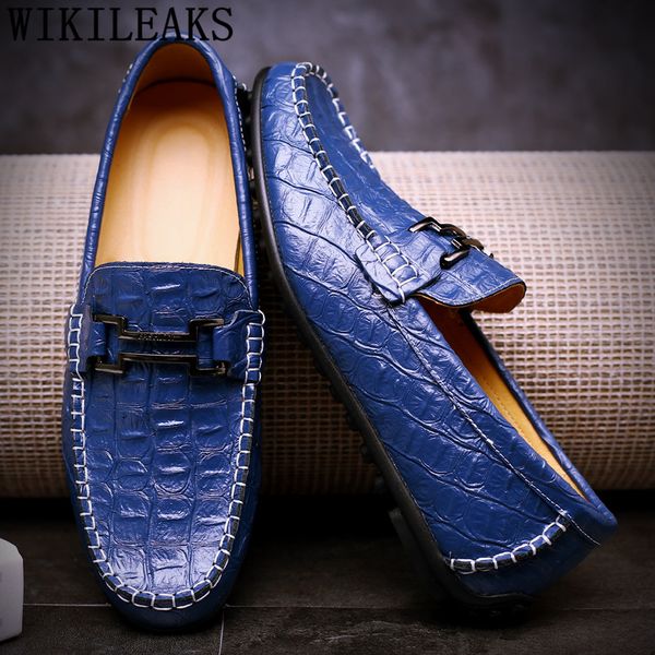 

crocodile loafers man shoes leather genuine designer shoes men driving zapatos de hombre casuales cuero zapatos de hombre, Black